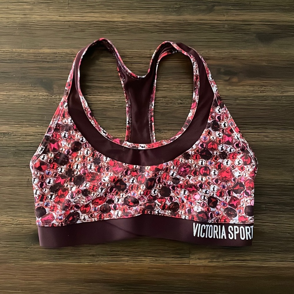 Victoria’s Secret Sport Red Tones Gemstone Print & Mesh Sports Bra Small